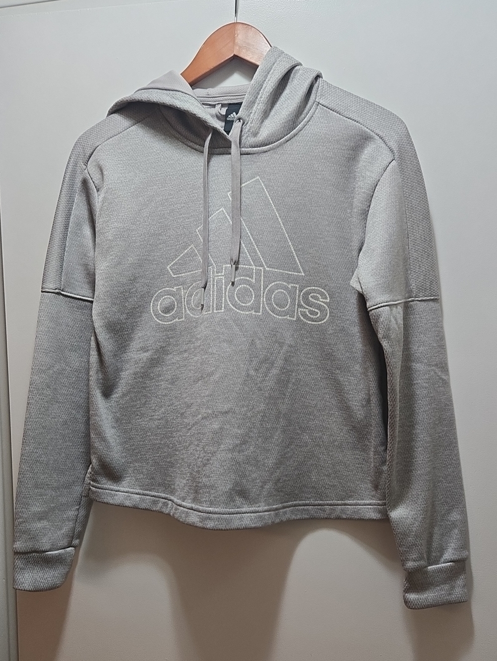 adidas Light Gray Pullover Hoodie with Outline Logo